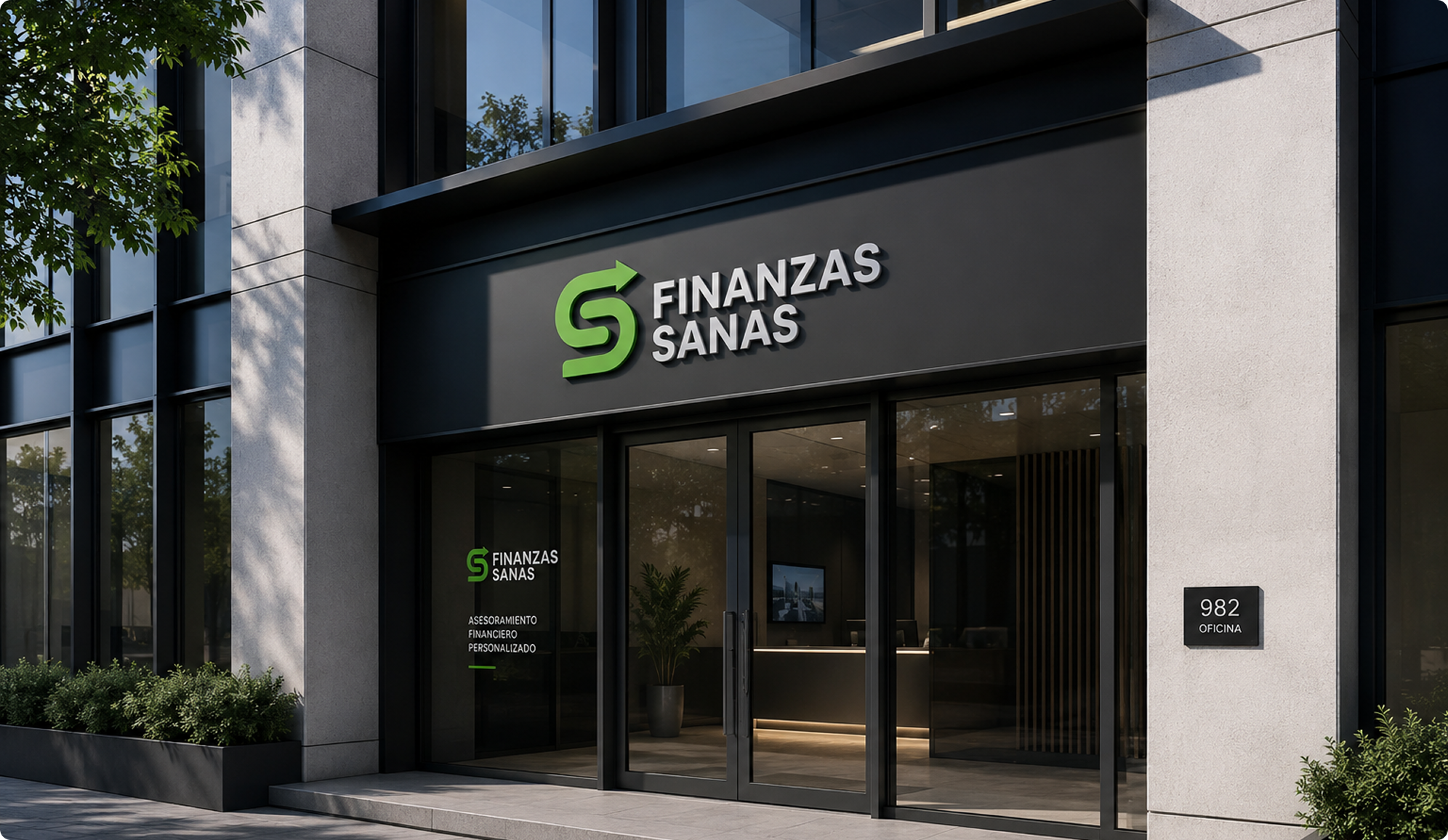 Fachada de oficina Finanzas Sanas
